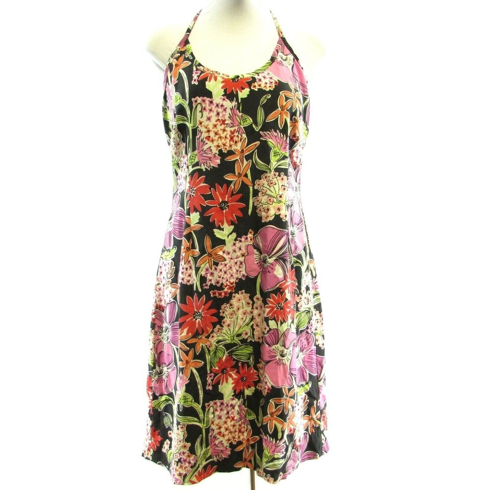 Lilly Pulitzer Multicolor Halter Dress Size 2 Built In Bra Padded Floral Silk
